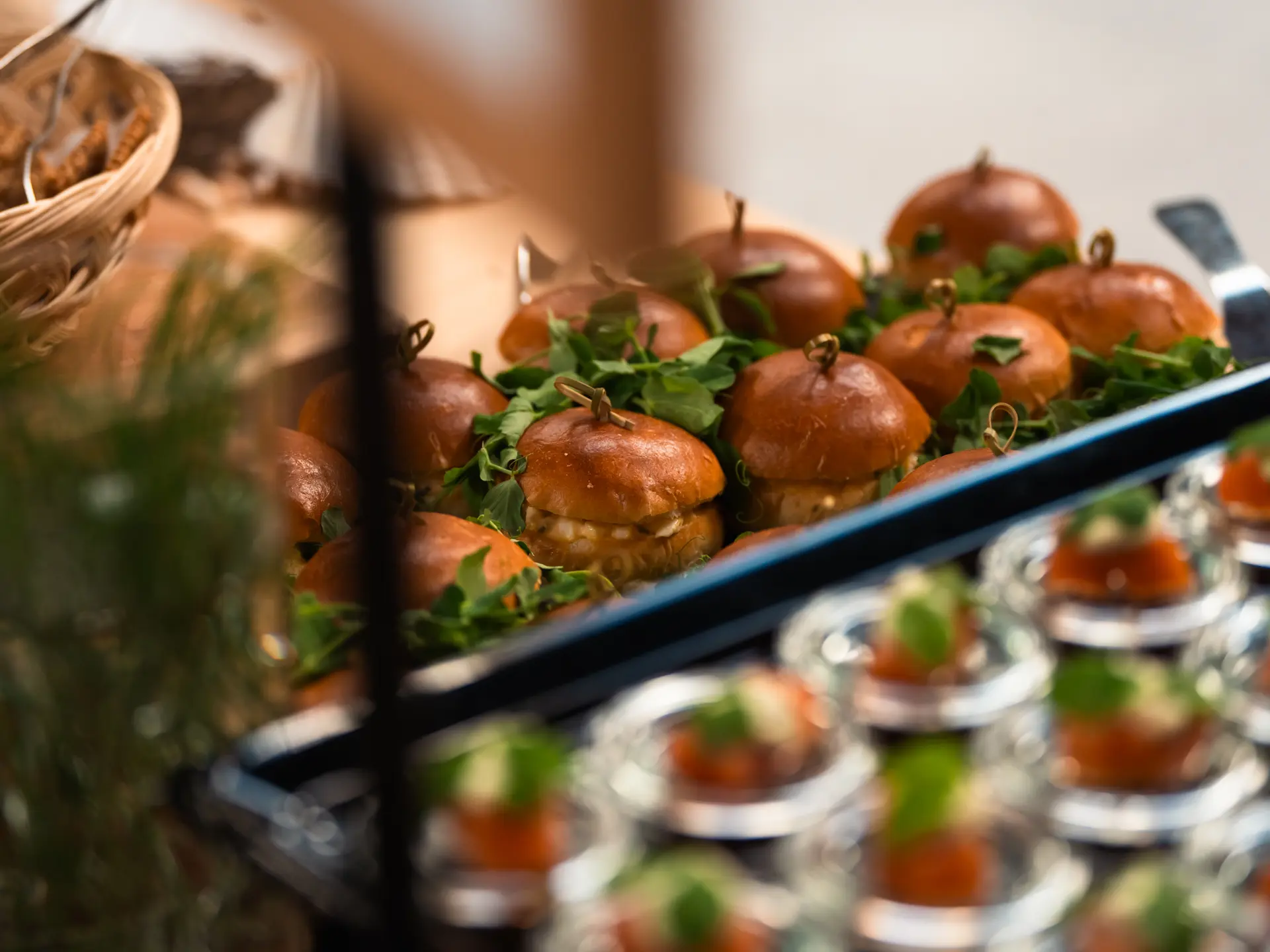 Mini-burgere serveret til reception eller konference i Bella Center.