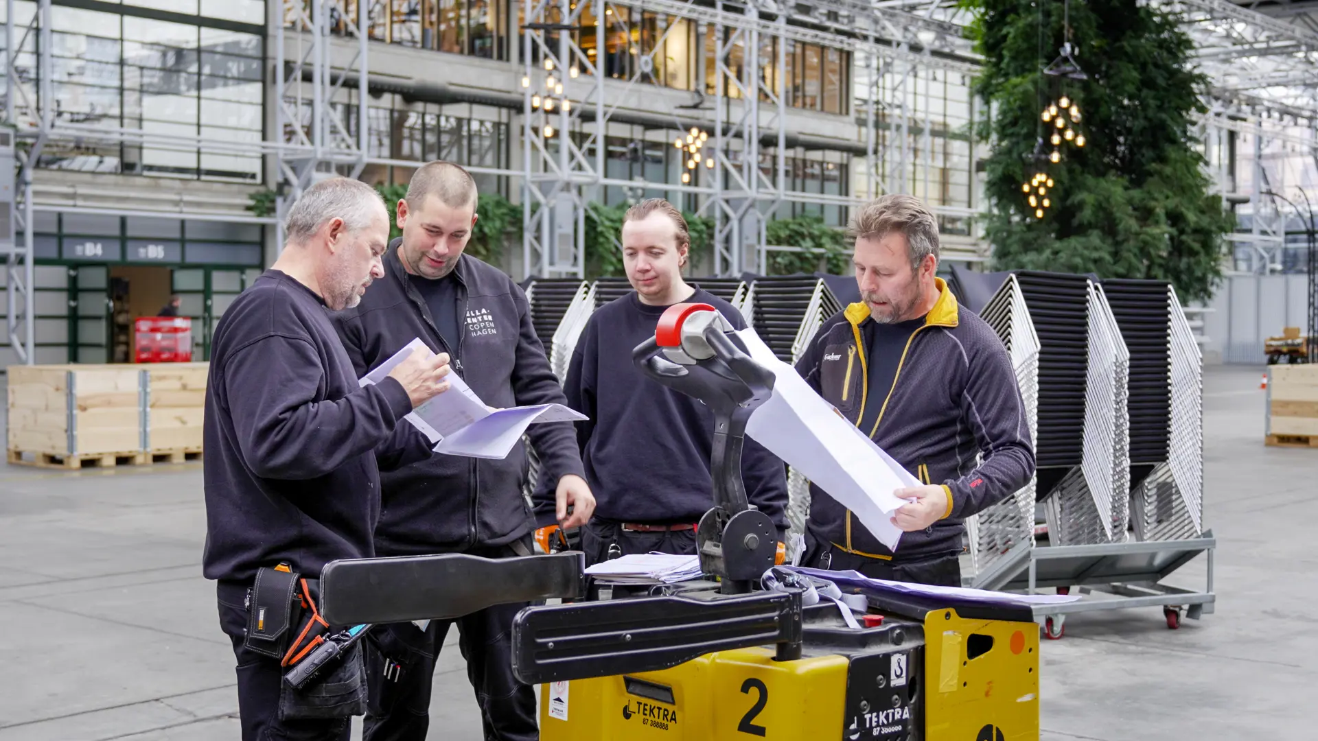 Teknisk rådgivning og brandsikkerhed under eventforberedelse i Bella Center.
