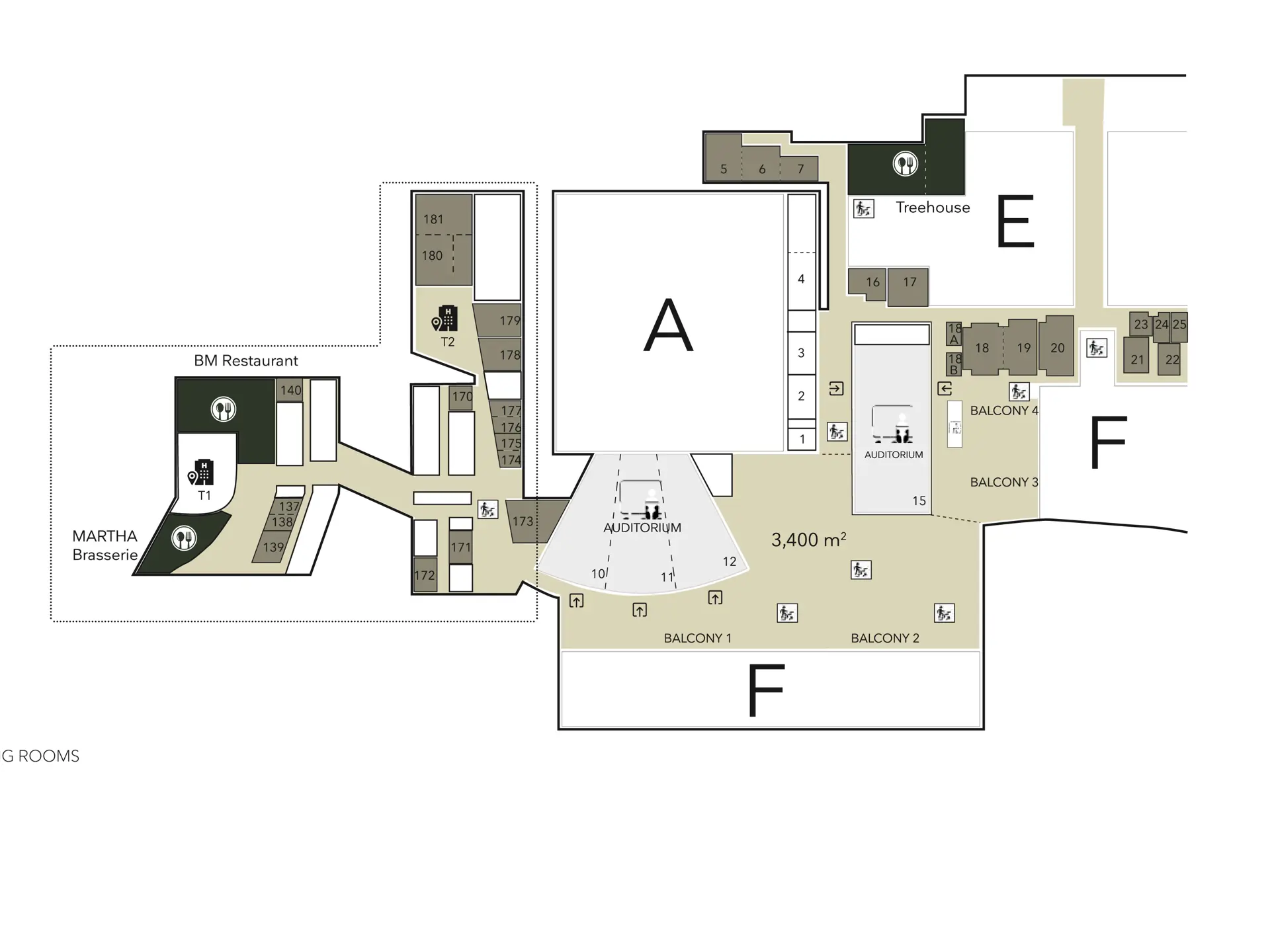 Oversigtsplan for plan 1 i Bella Center Copenhagen.